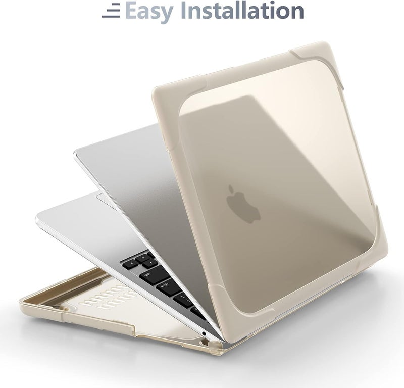 Batianda for M4 MacBook Air 13.6 inch Case 2025 2024 2022 Release Model A3240 A2681(M2) A3113(M3), Heavy Duty Shockproof Protective Hard Shell with Fold Kickstand & Keyboard Cover, Khaki - Image 5